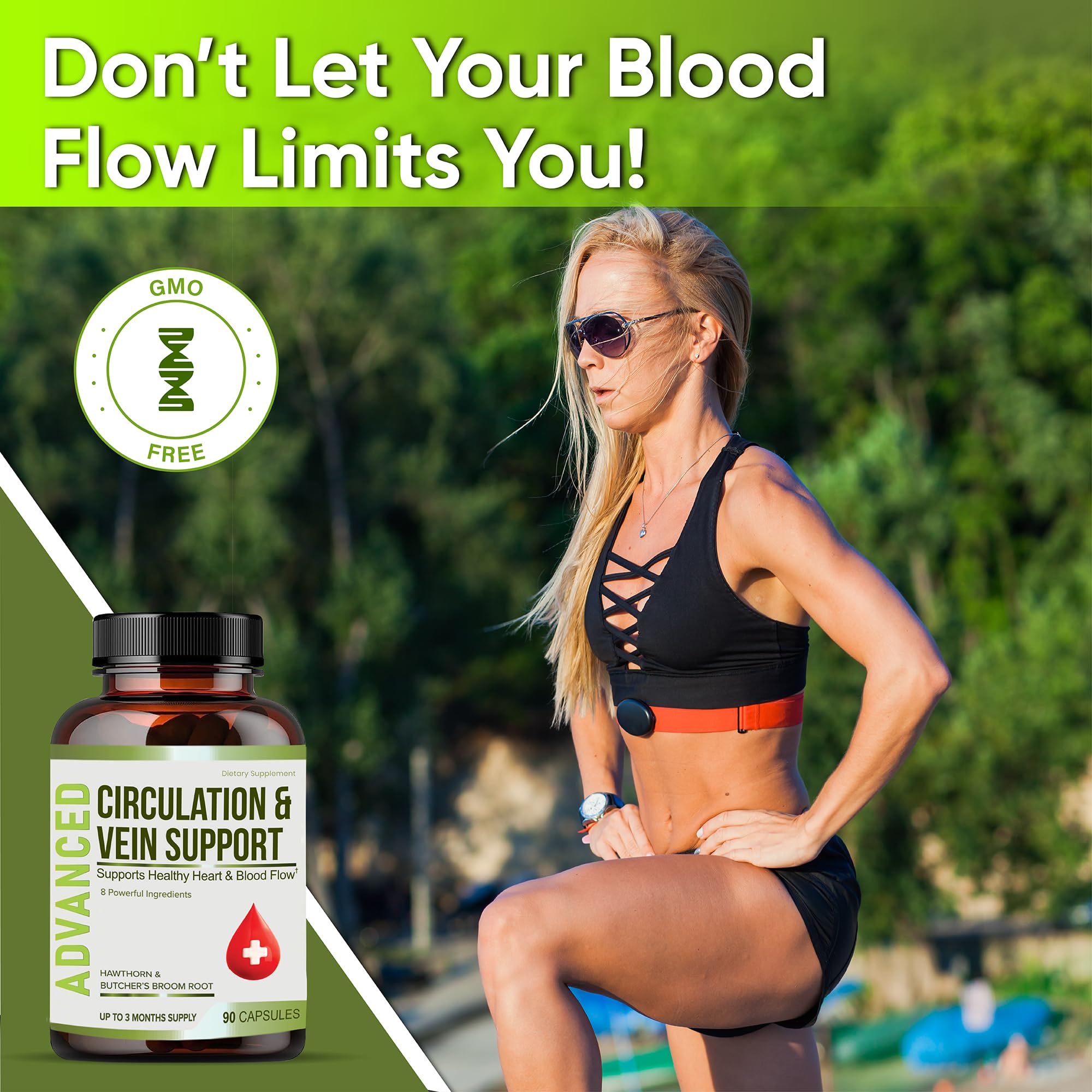 NutraPro etiqueta con ingredientes como diosmina y butcher's broom visible