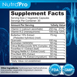 NutraPro White Lung primer plano de etiqueta, subraya certificación GMP