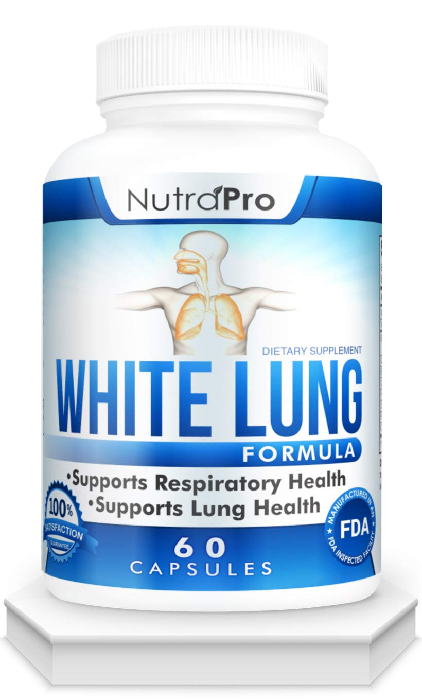 NutraPro White Lung vista frontal del envase y marca, transmite confianza