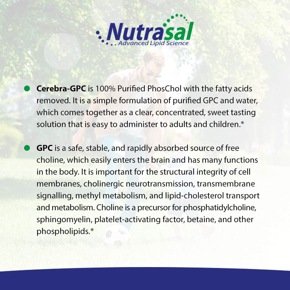 Nutrasal Cerebra GPC junto a una regla para comparar tamaño del envase y portabilidad