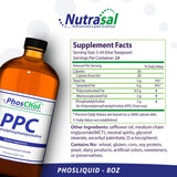 Detalle de la textura del líquido Nutrasal PhosChol destacando pureza