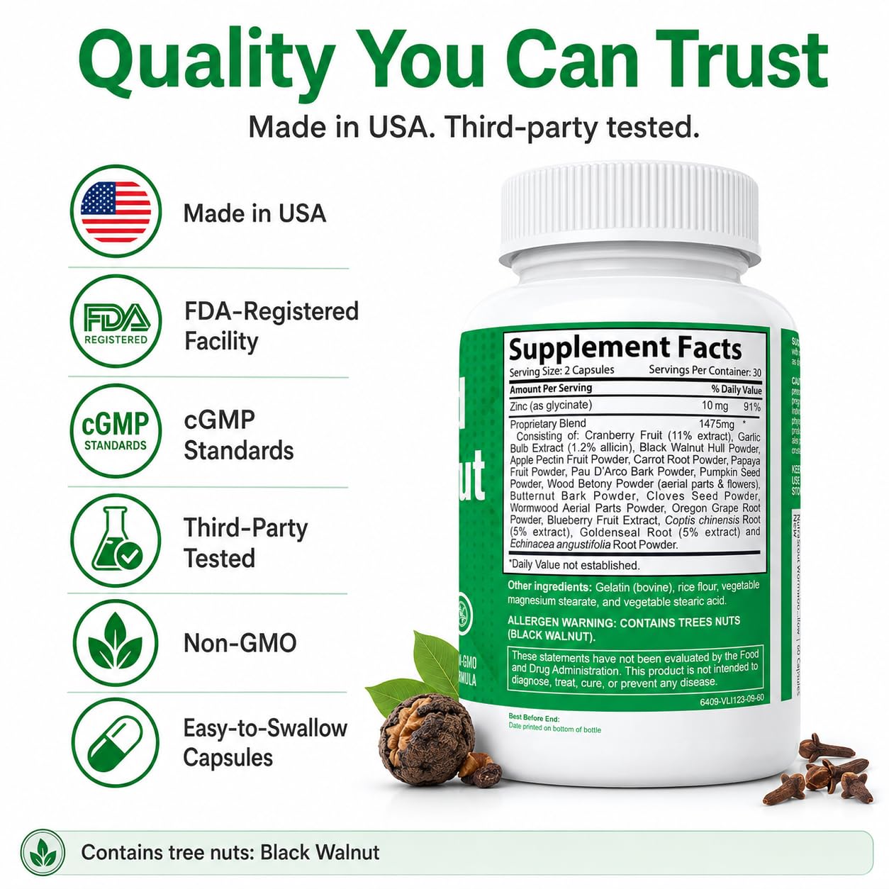 NutraScout etiqueta con lista de ingredientes y certificaciones claras