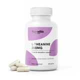 Nutrasida frasco frontal del suplemento L-Theanine 200 mg mostrando envase seguro