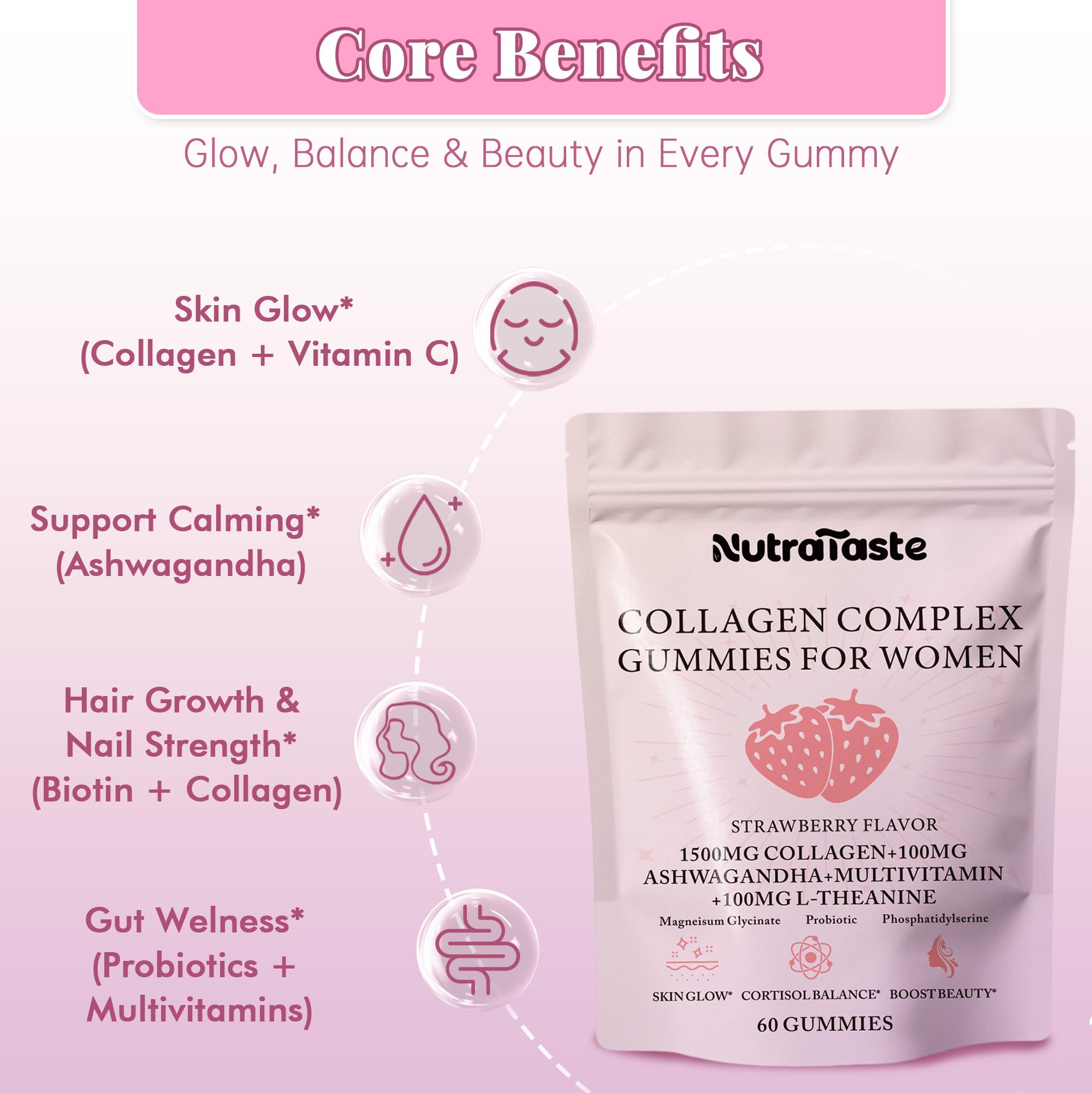 NUTRATASTE gominolas en mano mostrando tamaño y dosis cómoda