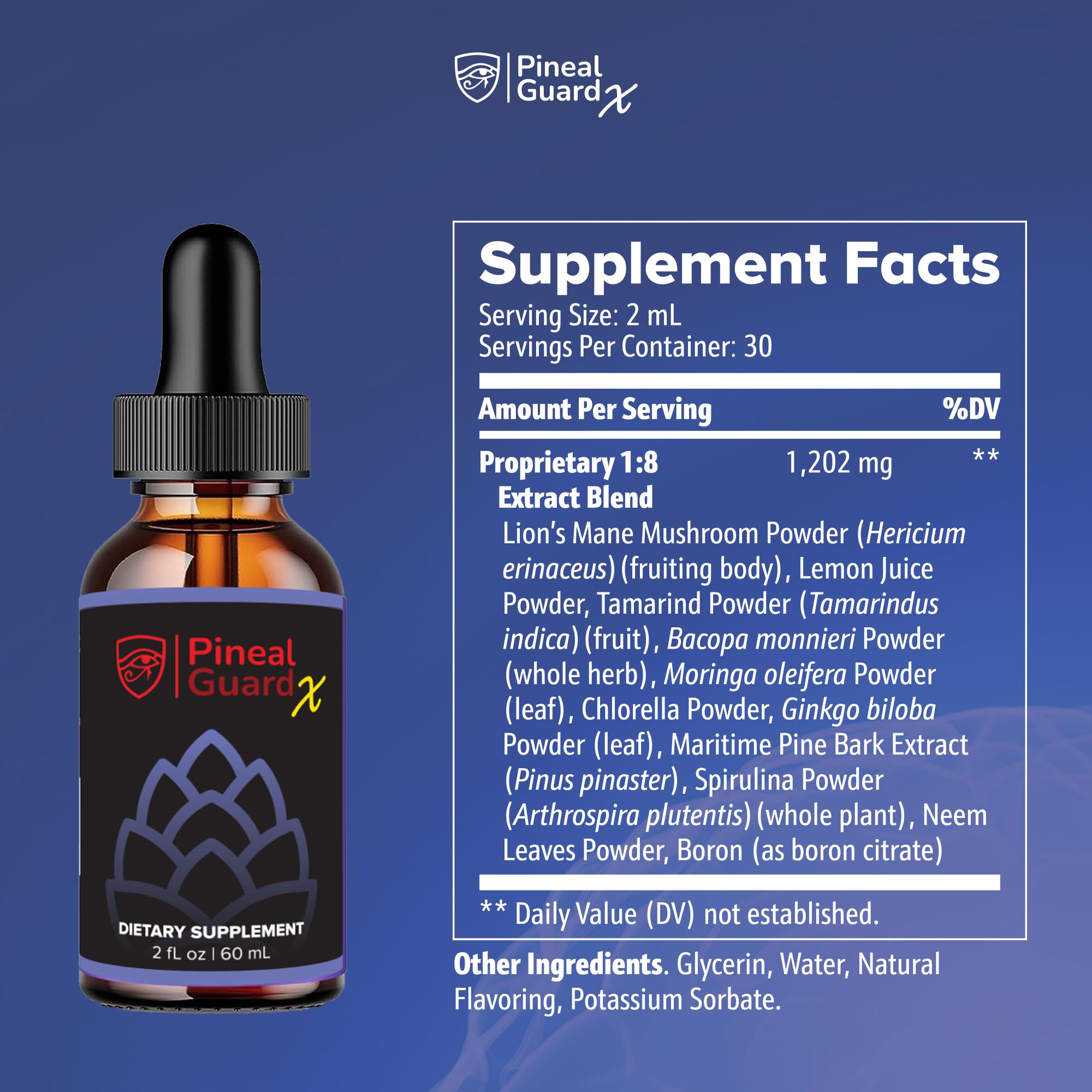 Nutraville Pineal Guard X gotero en primer plano para dosificación precisa y fácil