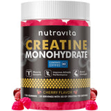 Nutravita envase frontal de gominolas creatina, práctico y vegano