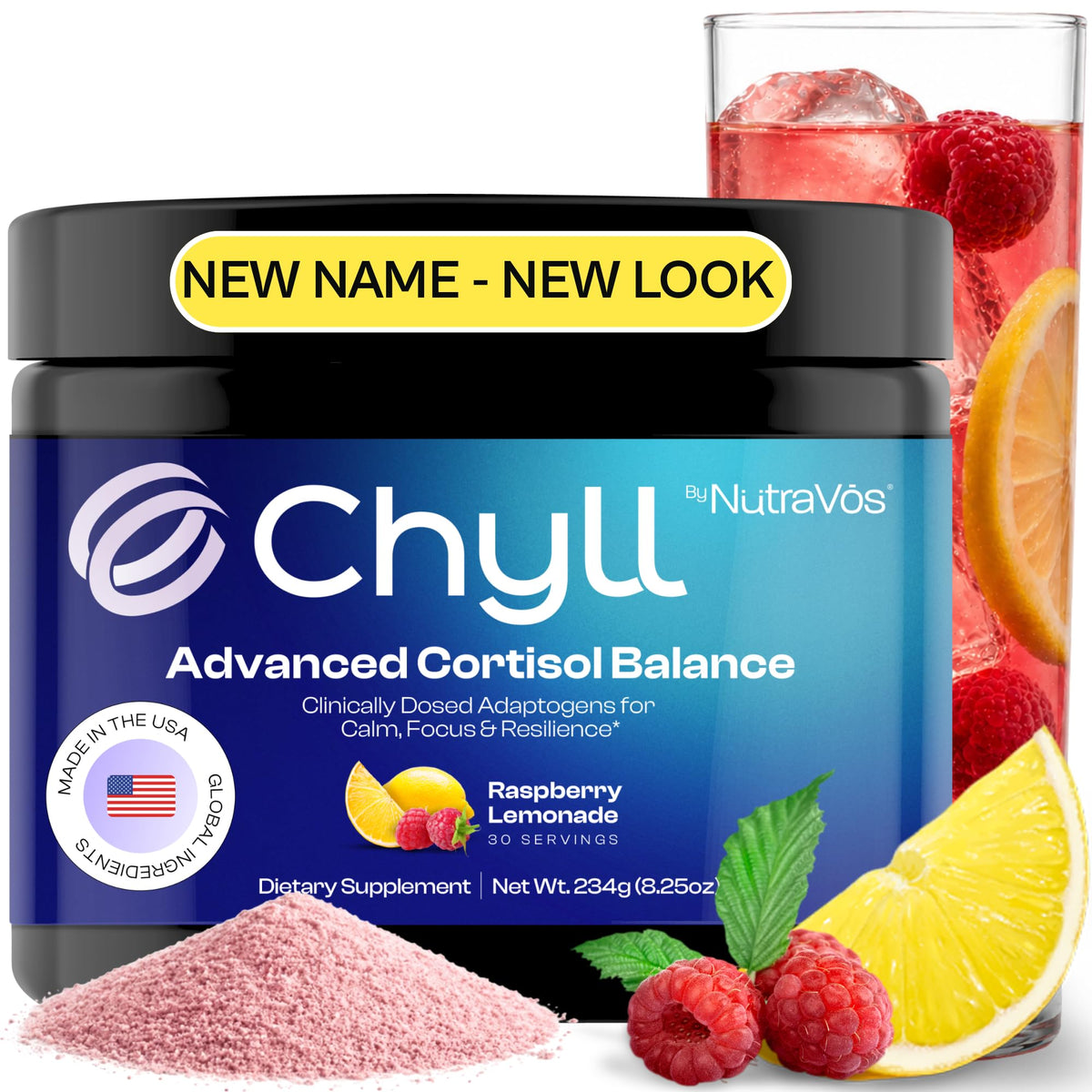 NutraVōs Chyll frente del envase mostrando diseño y beneficios visibles