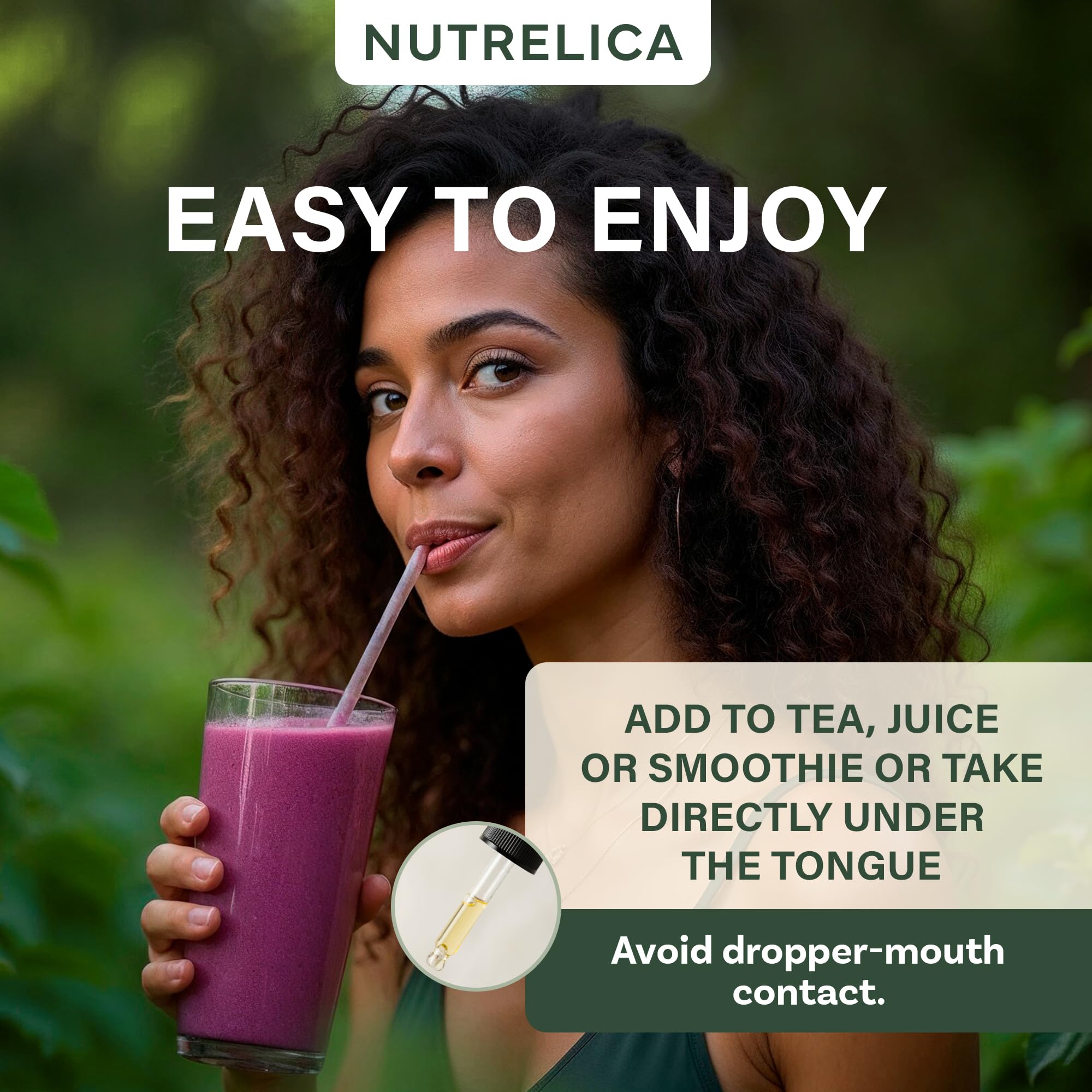 NUTRELICA frasco junto a mano para comparar tamaño y conveniencia