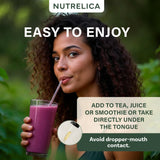 NUTRELICA frasco junto a mano para comparar tamaño y conveniencia
