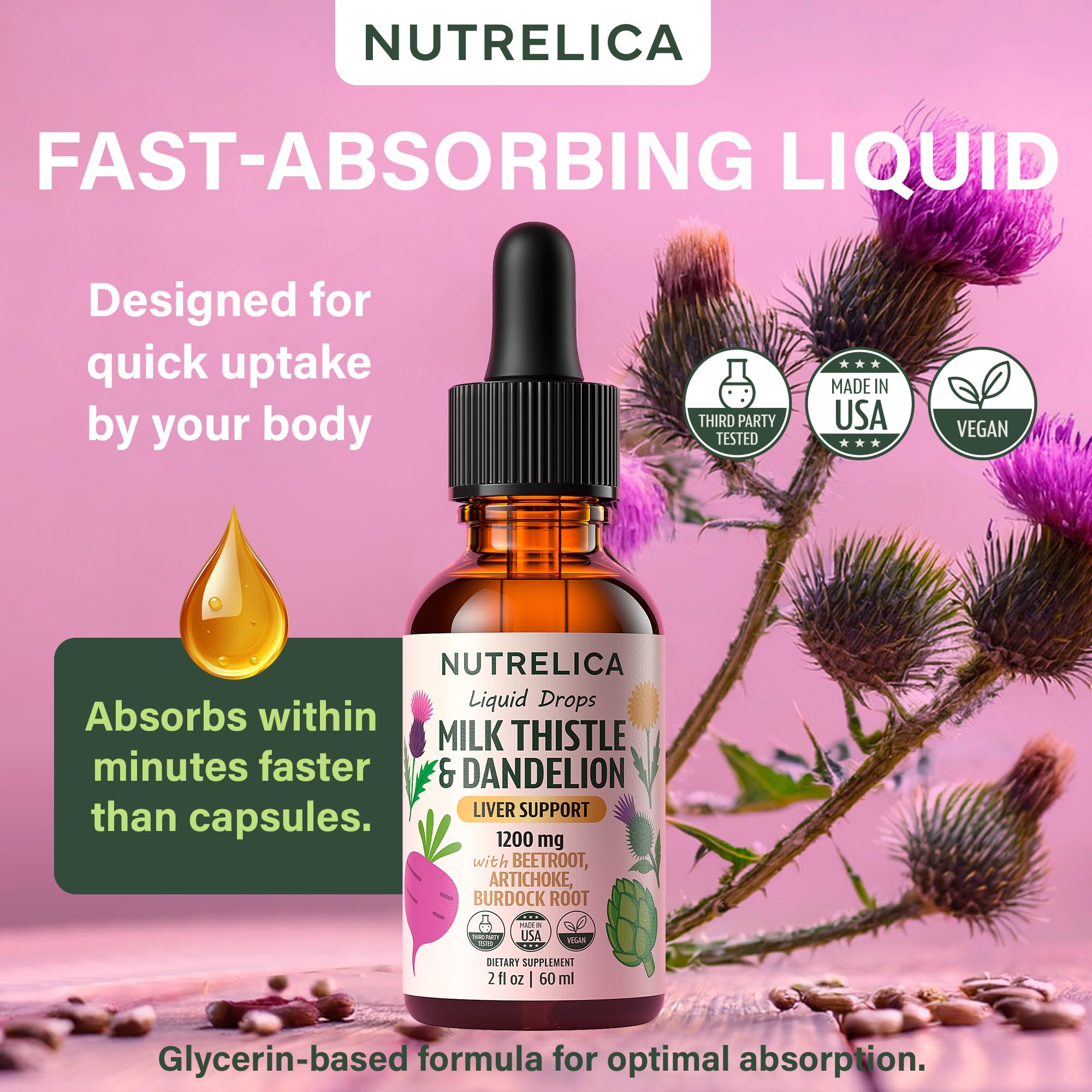 NUTRELICA etiqueta de ingredientes destacando pureza y origen