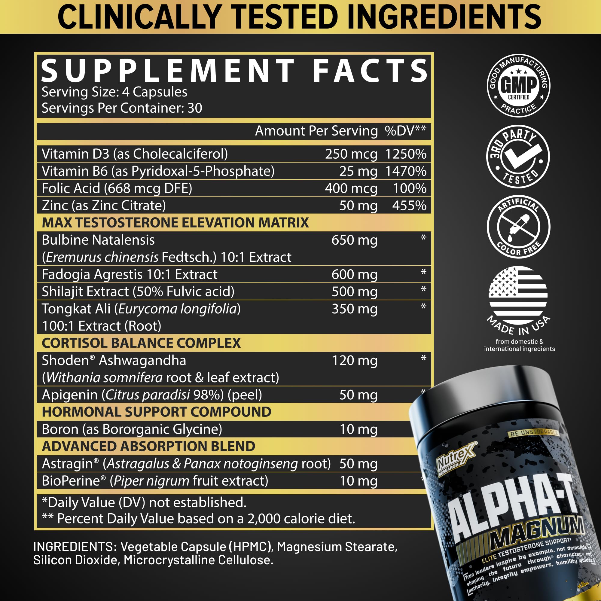Nutrex Alpha-T bote abierto con cápsulas para comprobar contenido visible