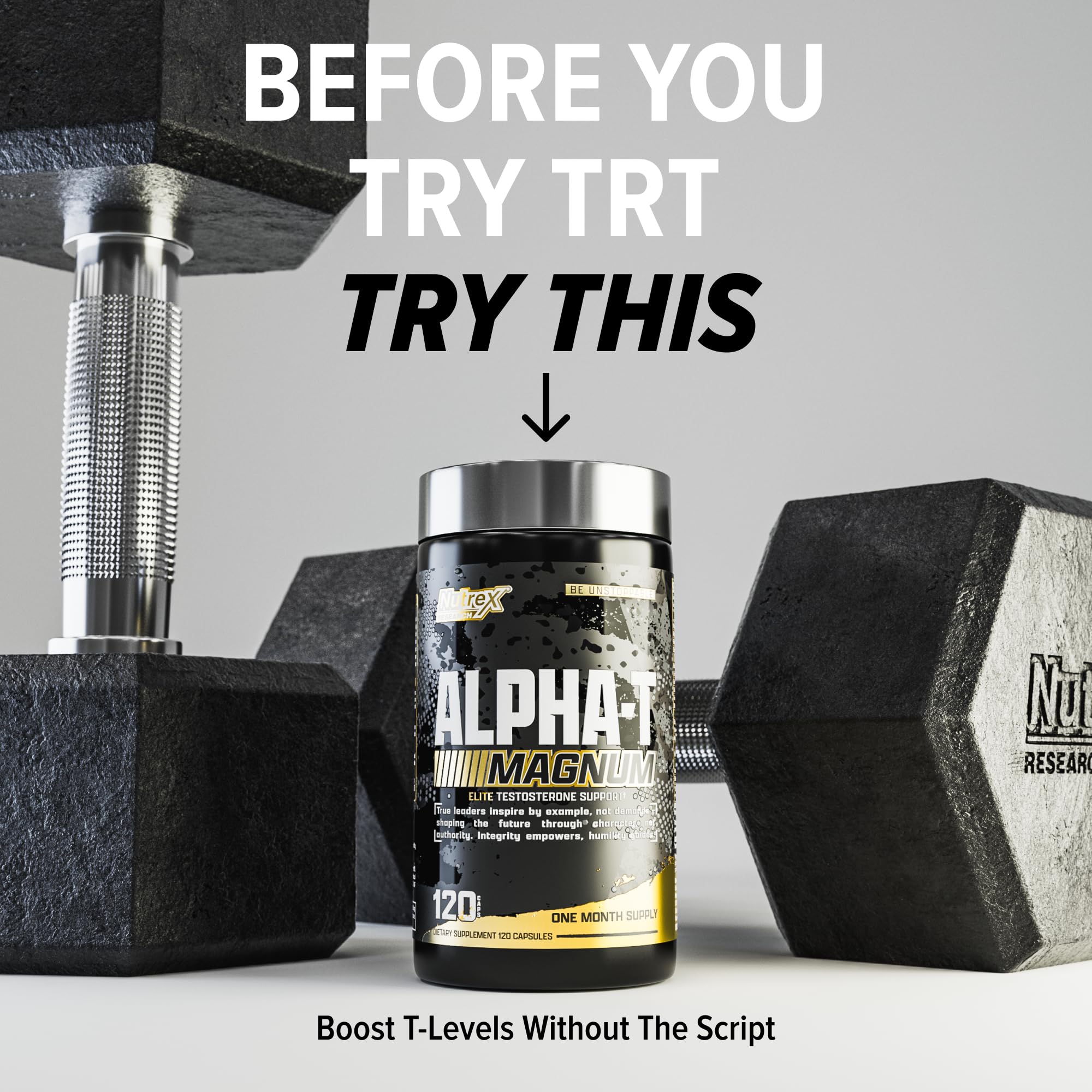 Nutrex Alpha-T caja y logo listos para envío o estantería comercial