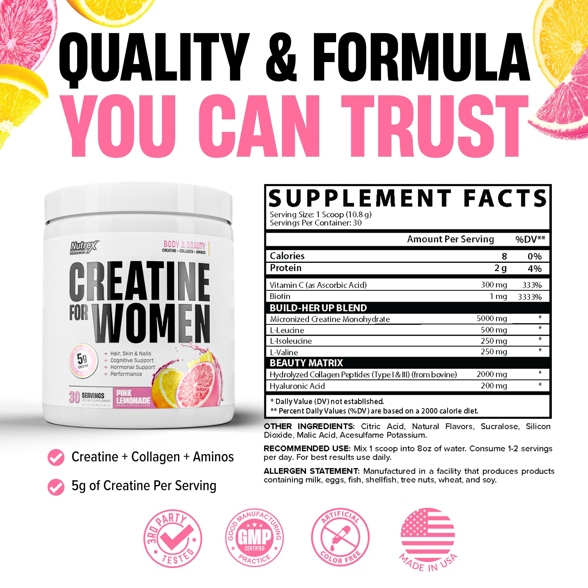 Nutrex Research vaso mezclado Pink Lemonade listo para beber y refrescar