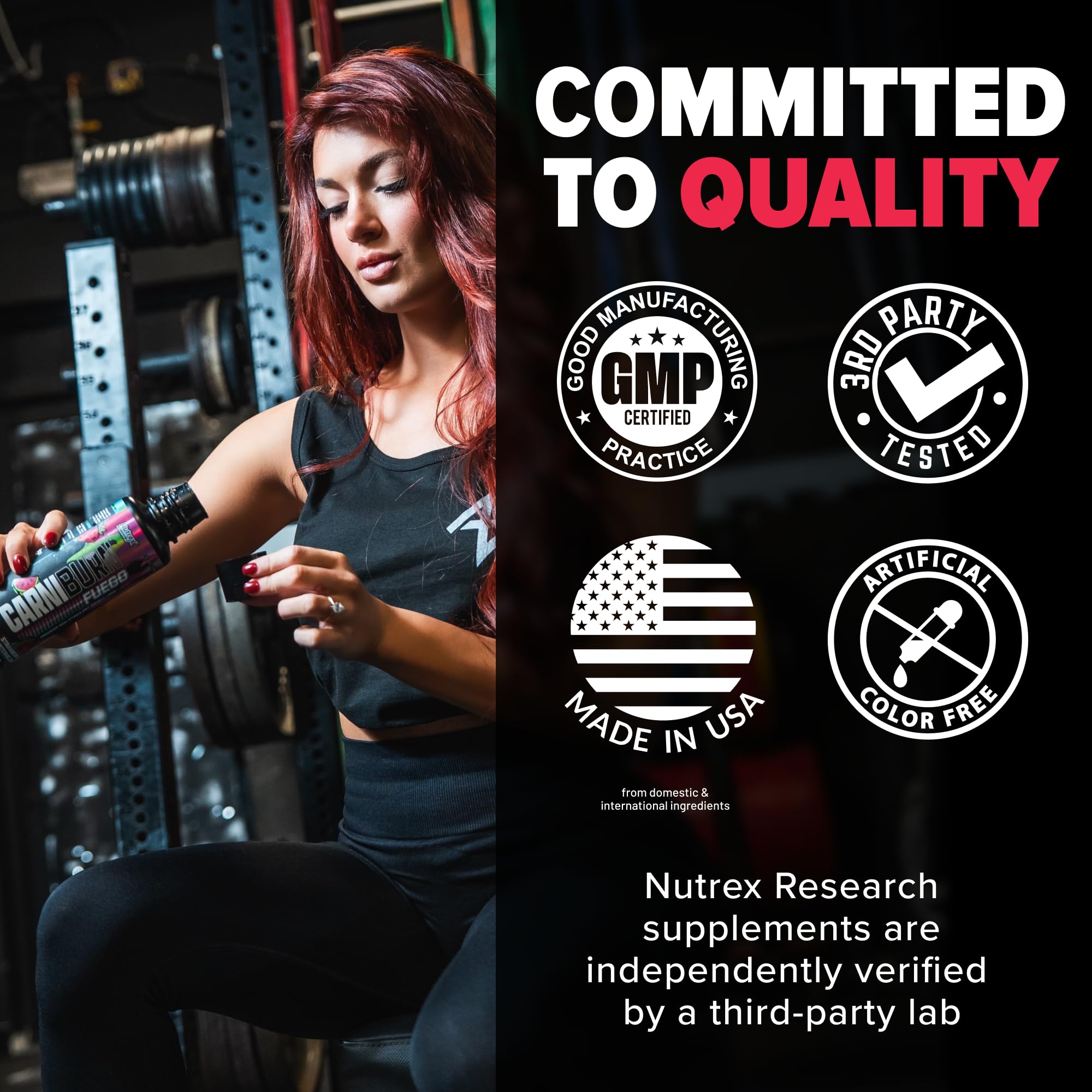 Nutrex Research Carniburn frasco abierto mostrando porción y dosificación práctica