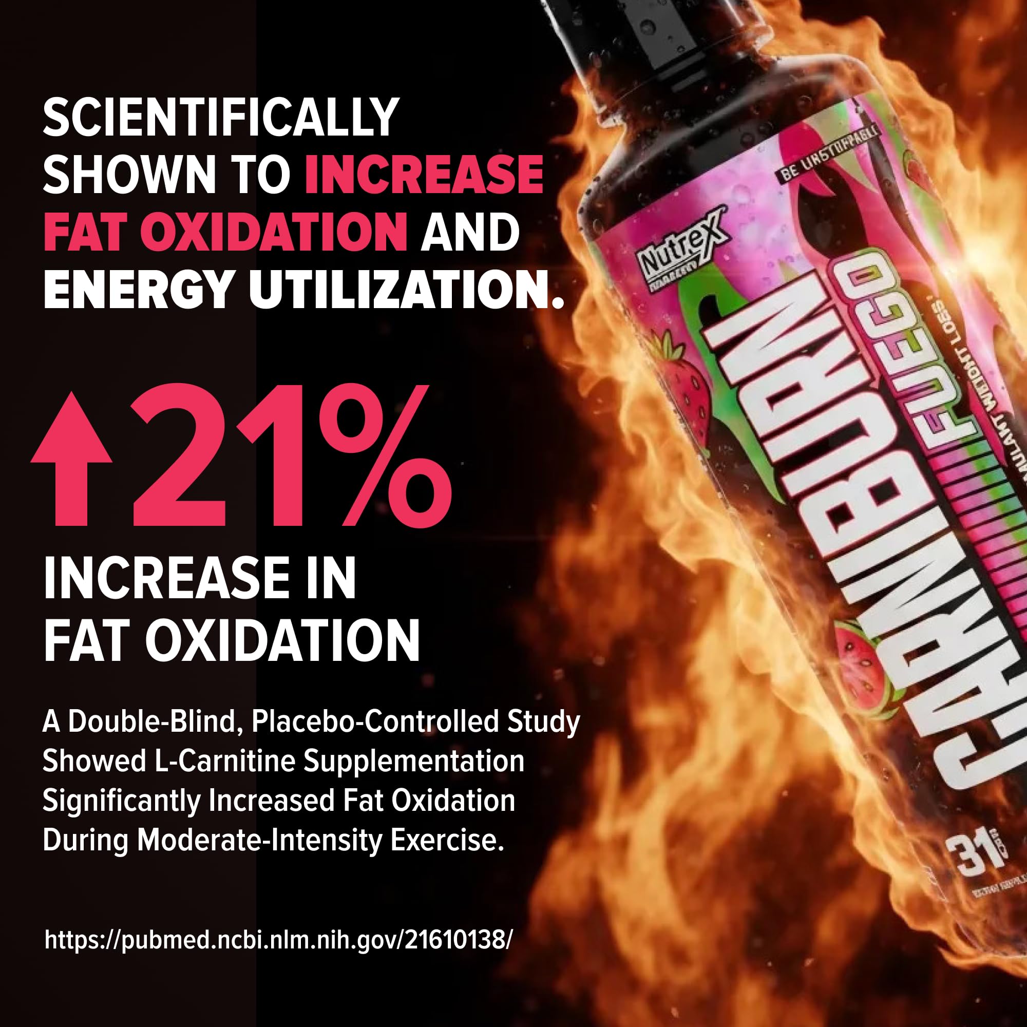 Nutrex Research Carniburn etiqueta con lista de ingredientes y soporte para energía