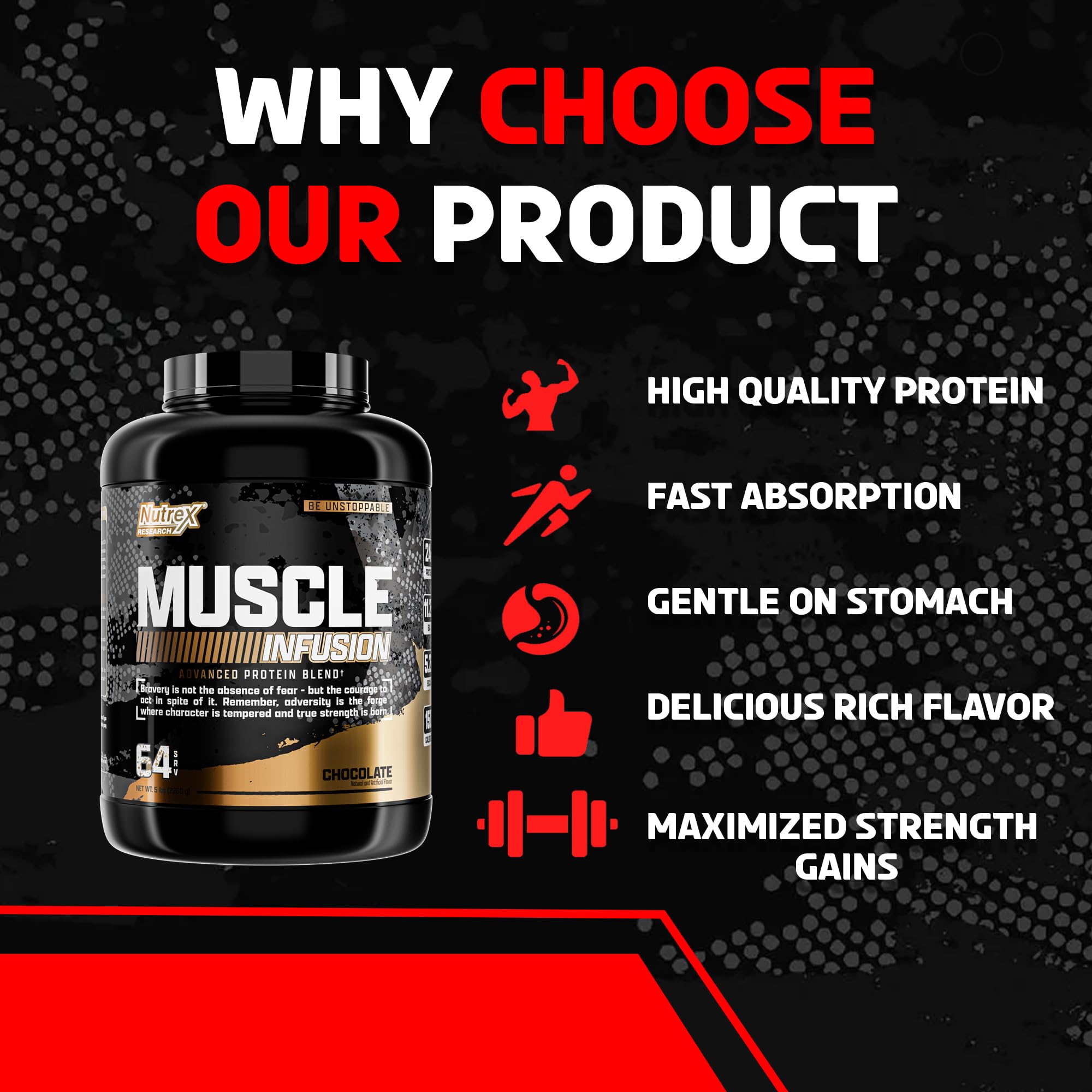 Nutrex Research comparación de tamaño y porciones del envase de 5 lb para conveniencia