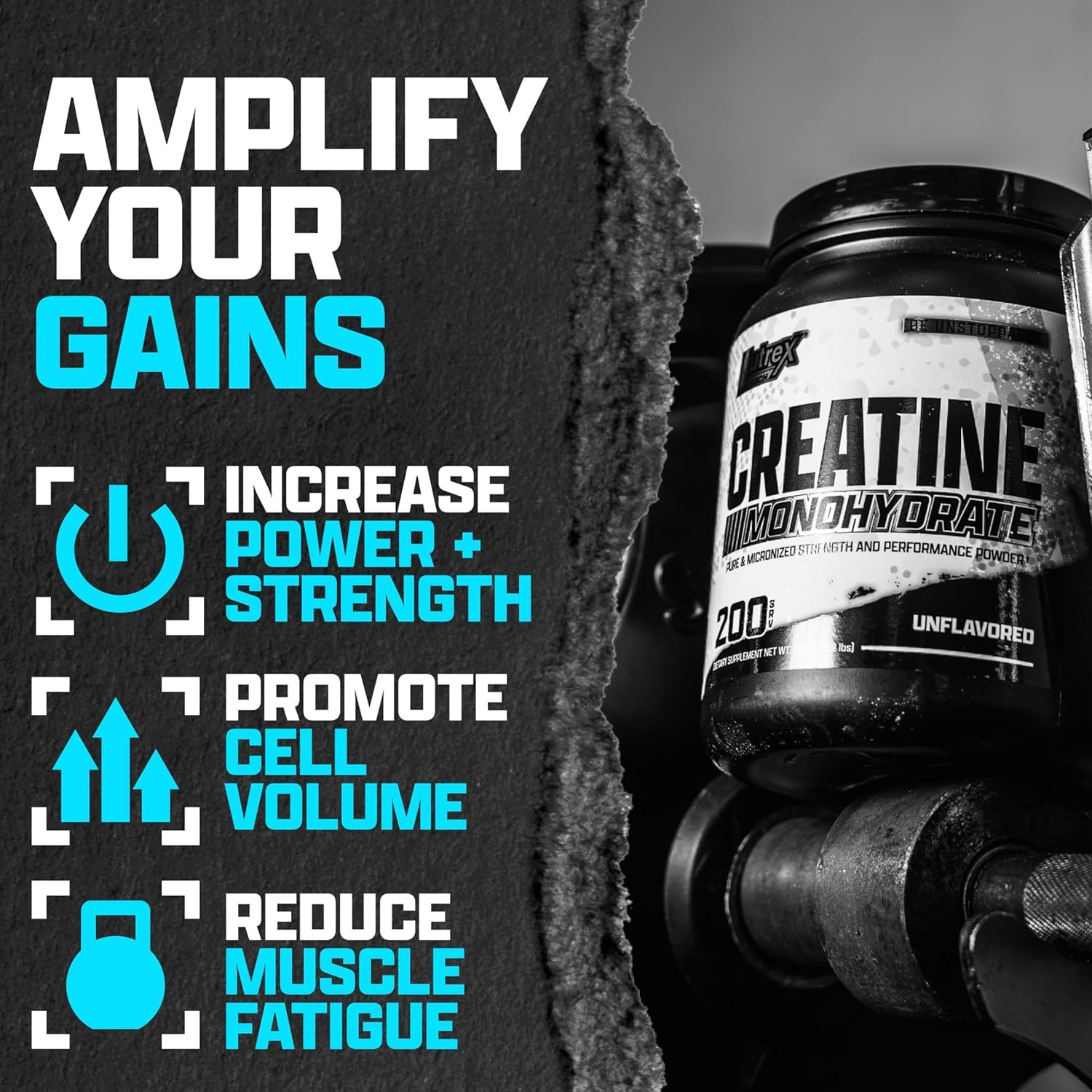 Nutrex Research creatina etiqueta nutricional enfocada, transparencia en ingredientes