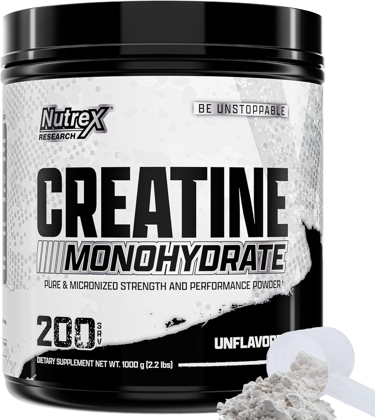 Nutrex Research creatina vista frontal del envase, presentación y tamaño para 200 servicios