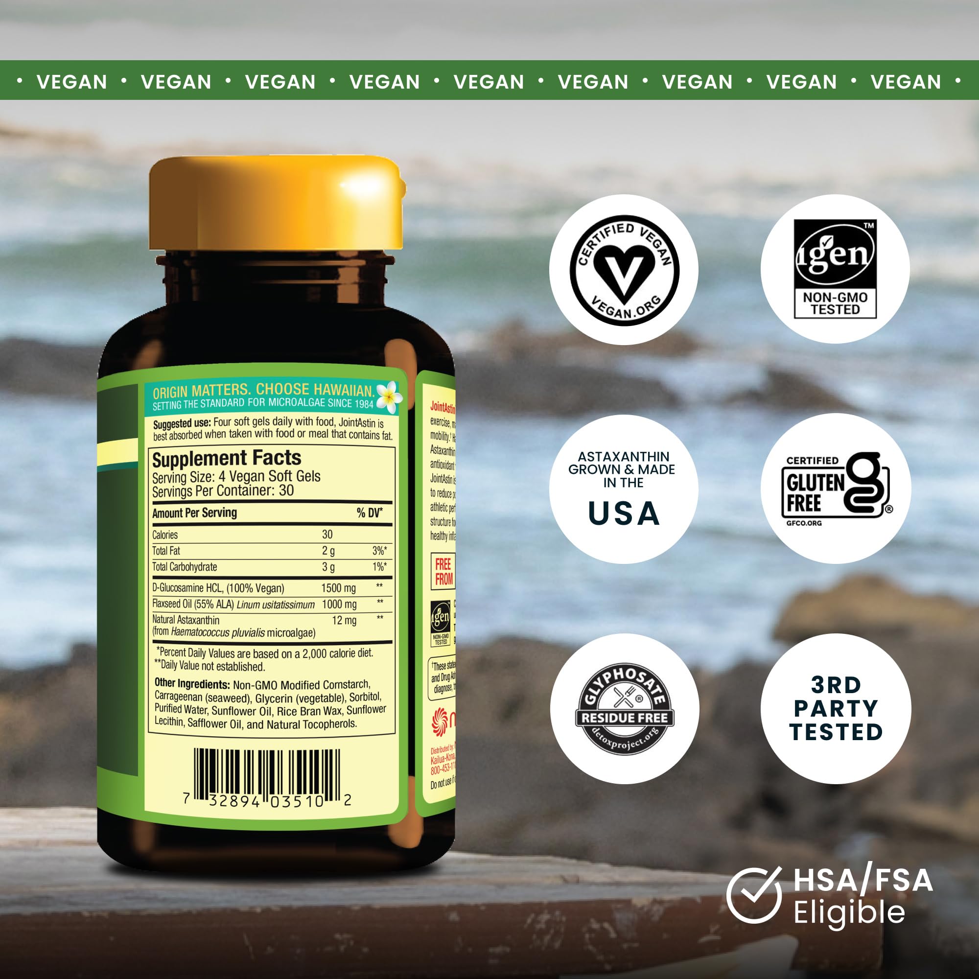 Nutrex Hawaii cápsulas veganas textura suave y fácil de tragar