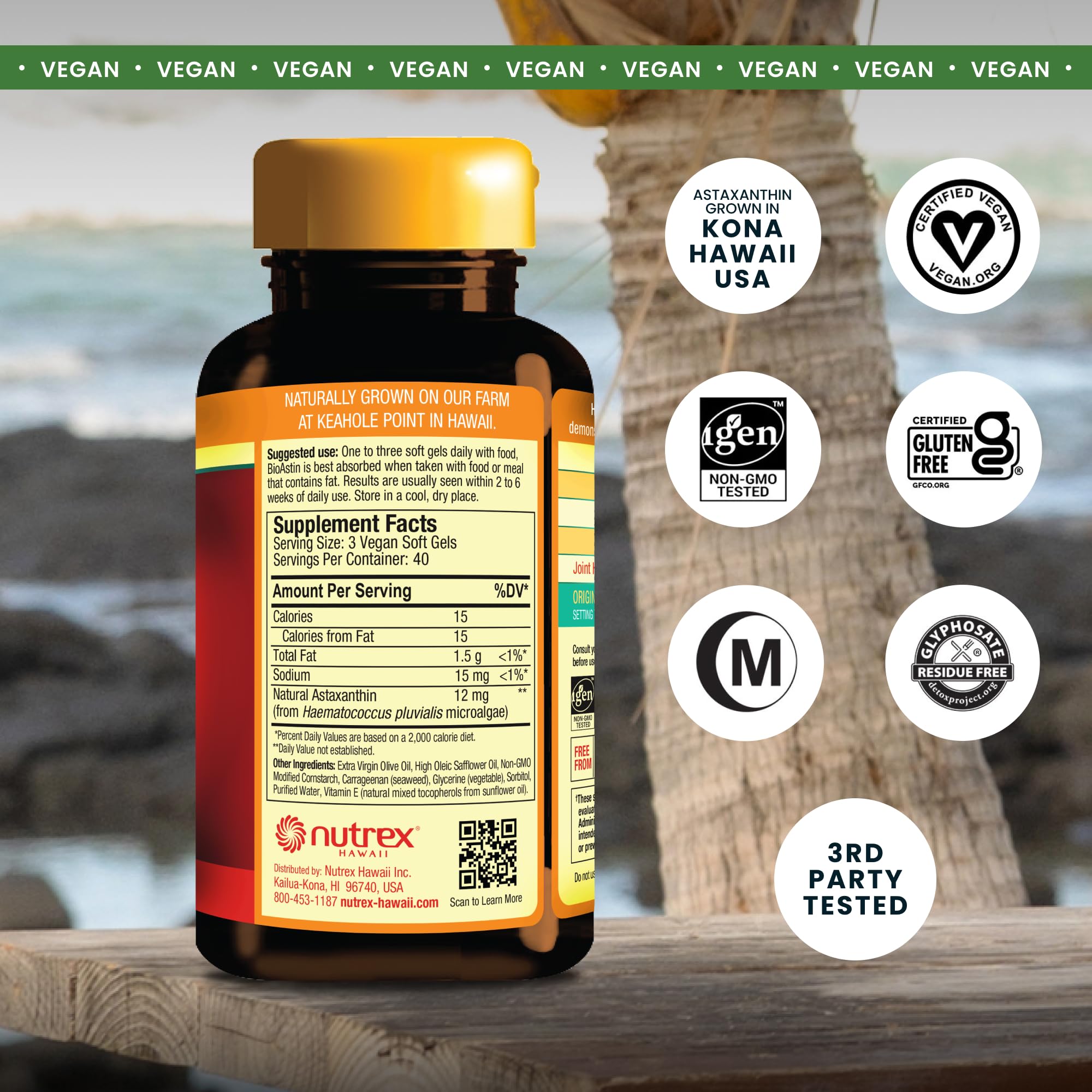 Nutrex Hawaii primer plano de textura de una softgel y coloración natural