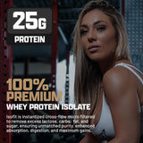 Nutrex Research vaso con batido IsoFit chocolate listo para consumo rápido