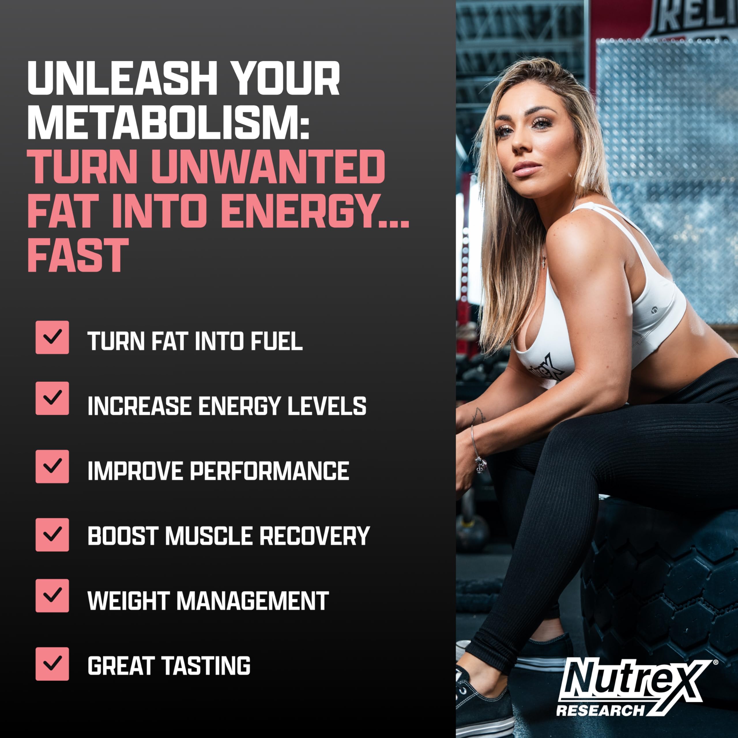 Nutrex Research botella abierta lista para dosificar y consumir fácilmente