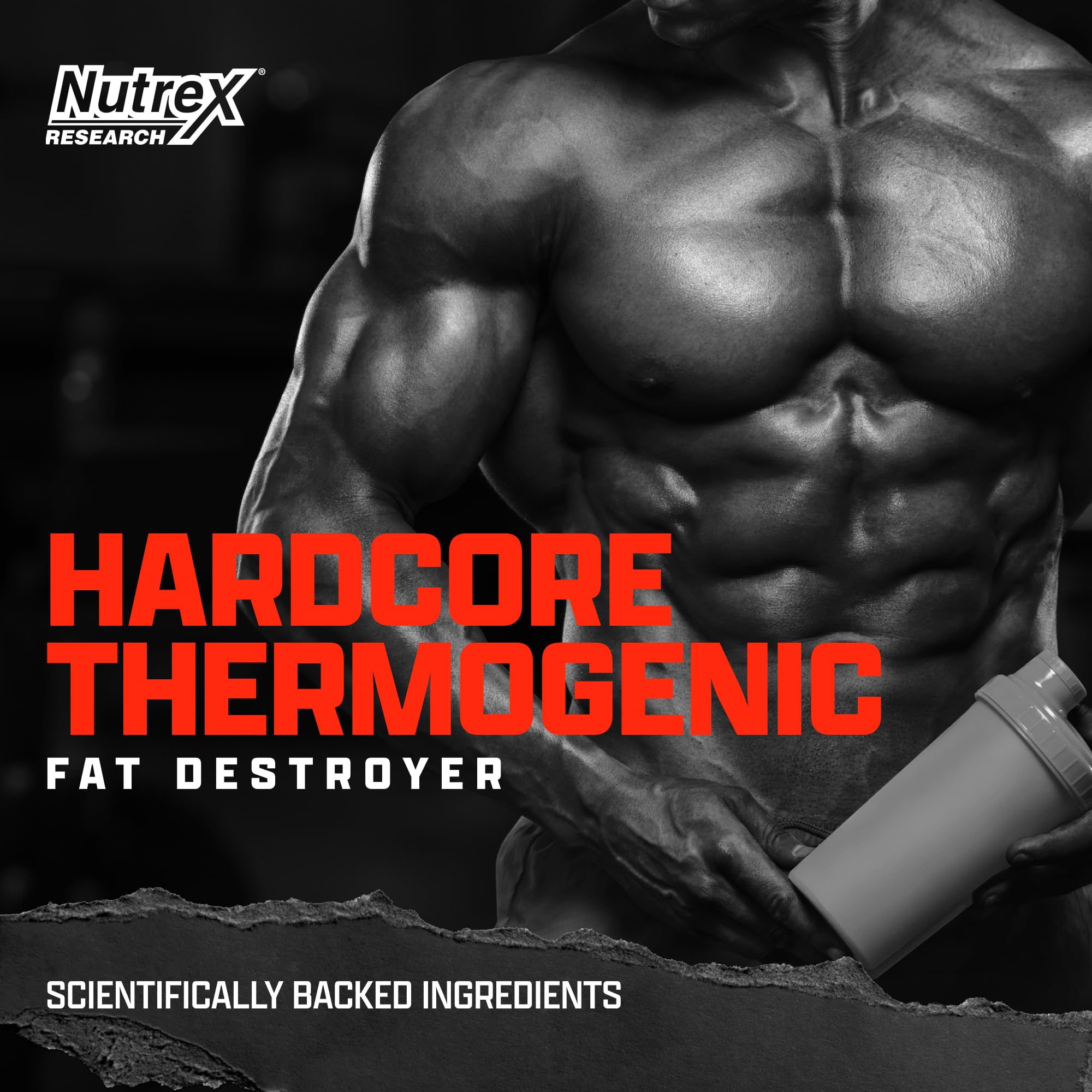 Nutrex Research lipo-6 envase abierto mostrando cápsulas para dosificación fácil
