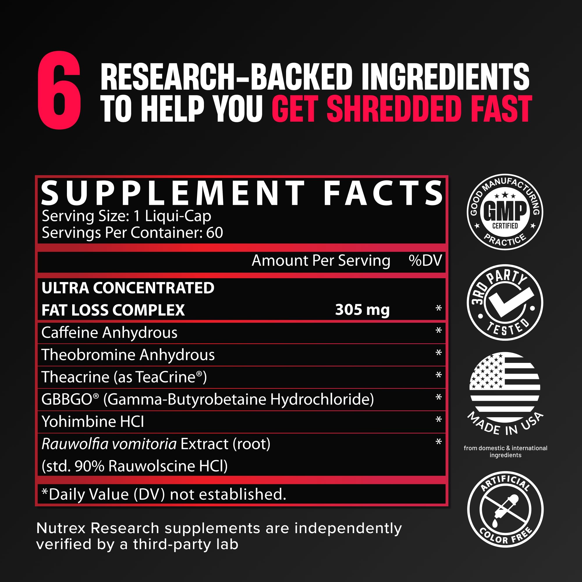 Nutrex Lipo-6 Black detalle de la cápsula resaltando concentración y potencia