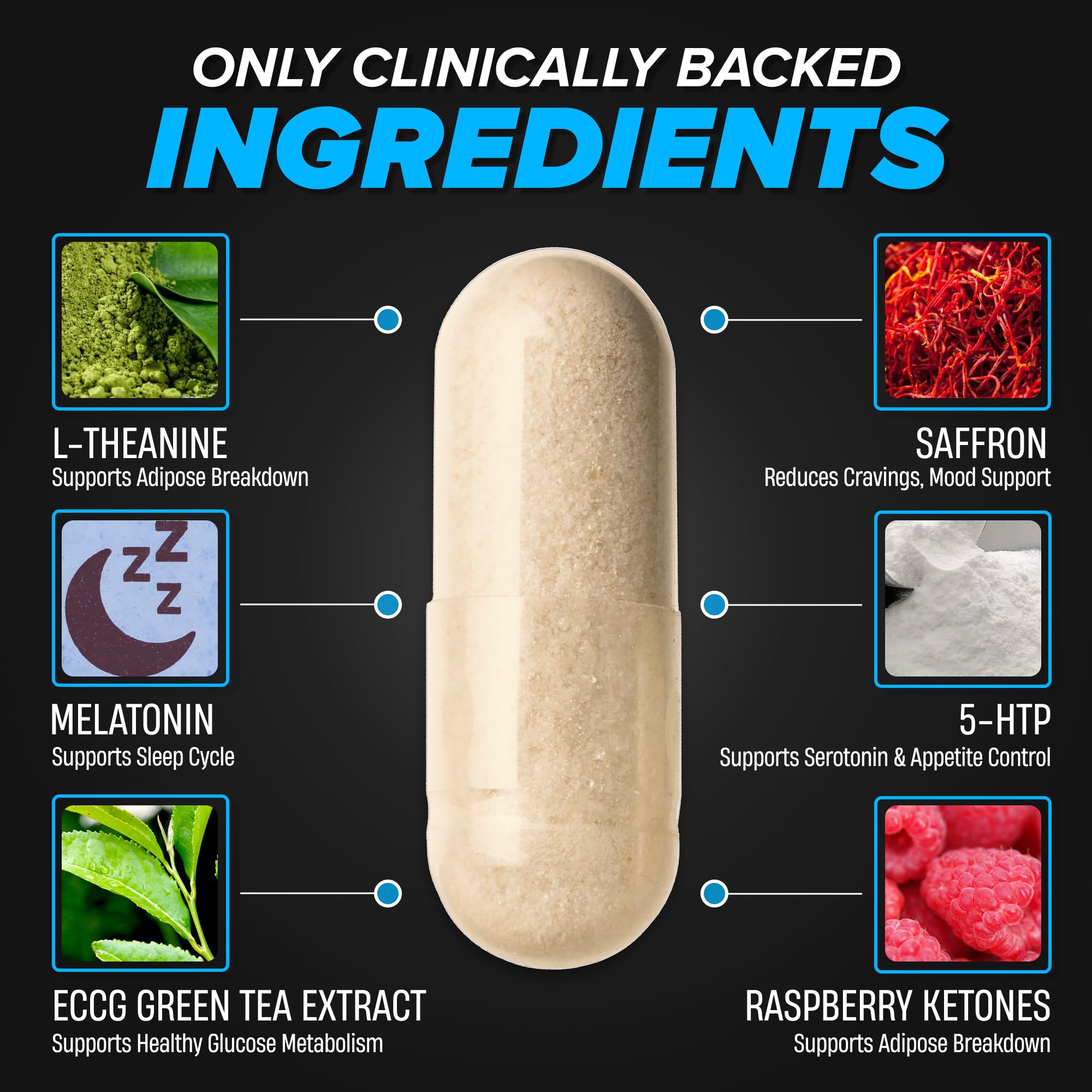 Nutrex Lipo-6 ingredientes clave dispuestos para evidenciar apoyo metabólico nocturno