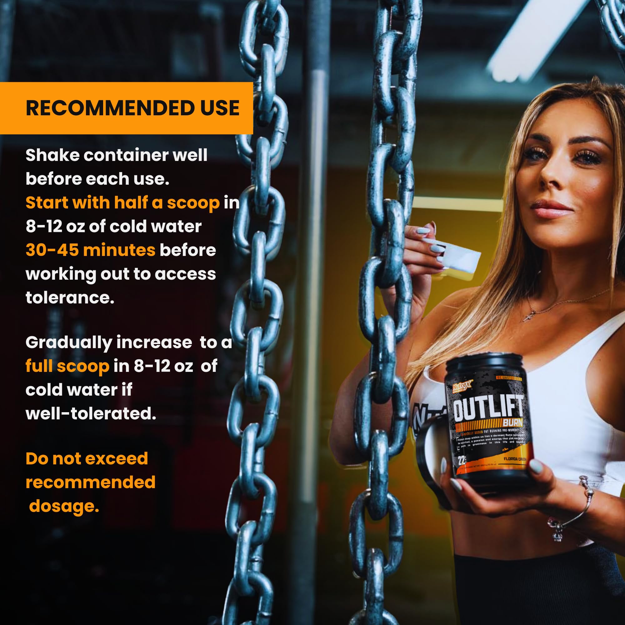 Nutrex Outlift Burn en gimnasio pre-entreno para rendimiento y resistencia