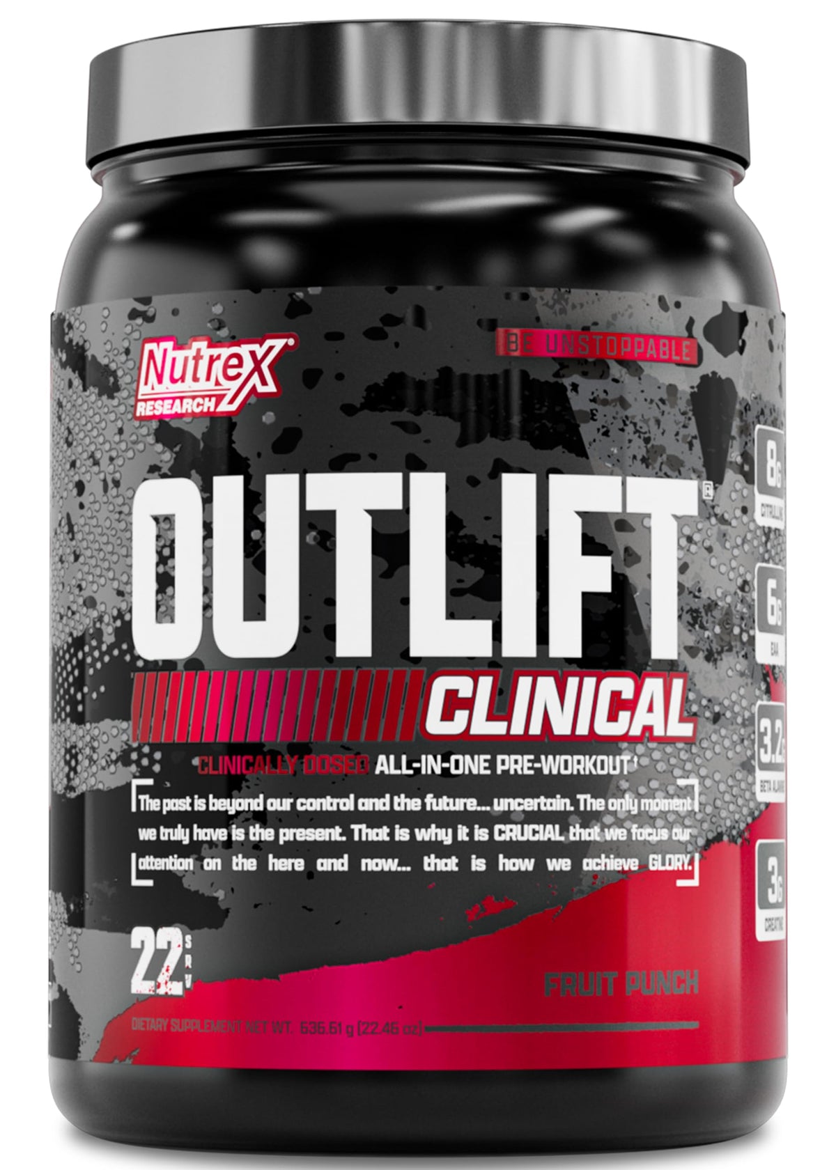 Nutrex Outlift frente del envase mostrando etiqueta transparente y beneficios