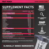 Nutrex Outlift vaso mezclado en uso, energía y enfoque preentreno