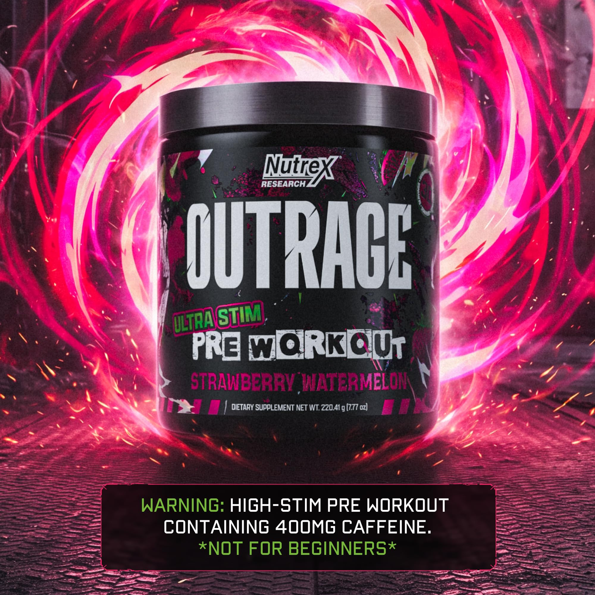 Nutrex Outrage en escena de atleta entrenando para máxima intensidad y rendimiento