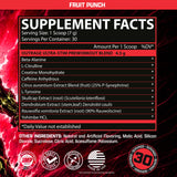 Bebida Nutrex Outrage mezclada en vaso destacando sabor Fruit Punch y potencia
