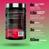 Polvo en primer plano de Nutrex Research EAA Hydration mostrando textura fina