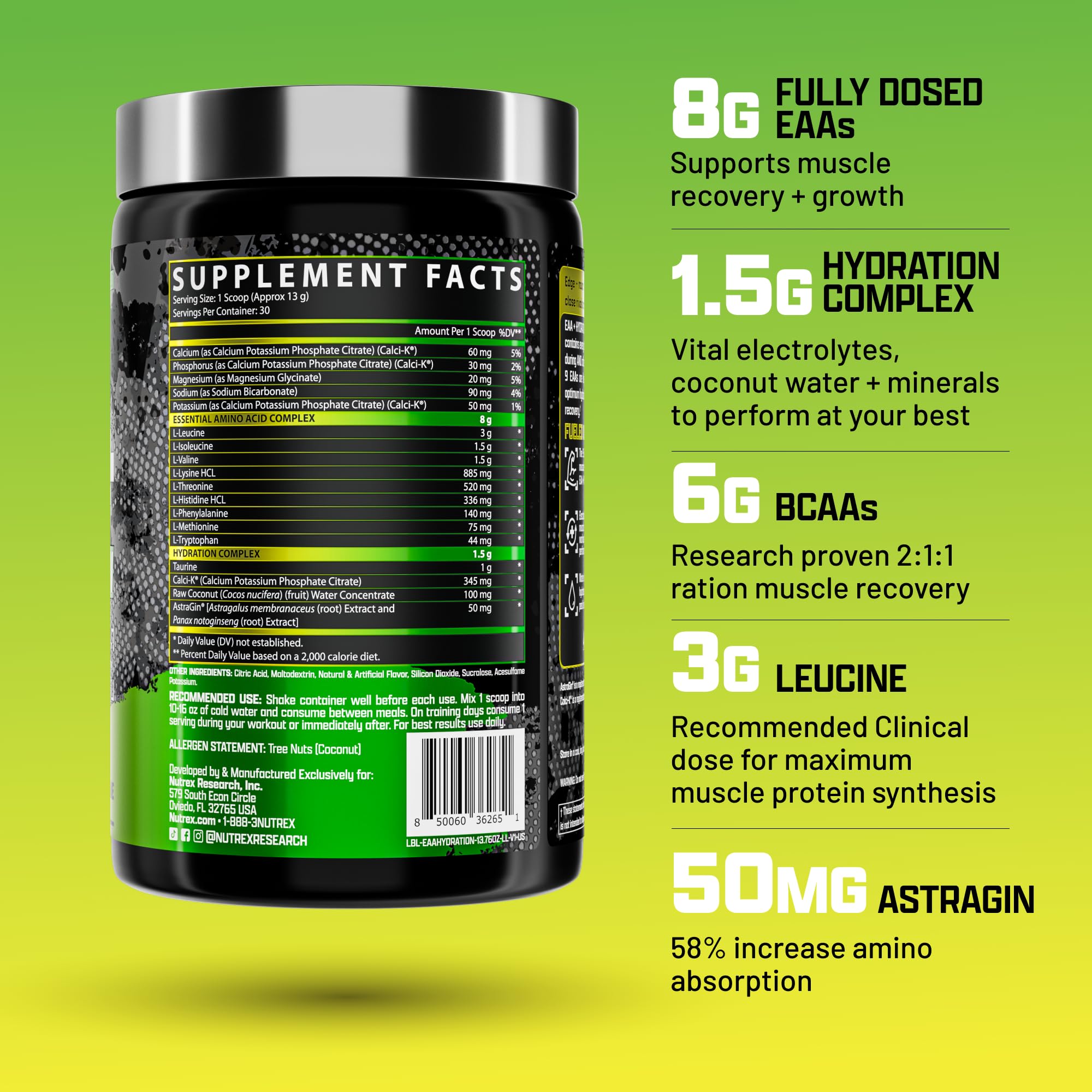 Nutrex Research polvo textura fina listo para mezclar, absorción rápida