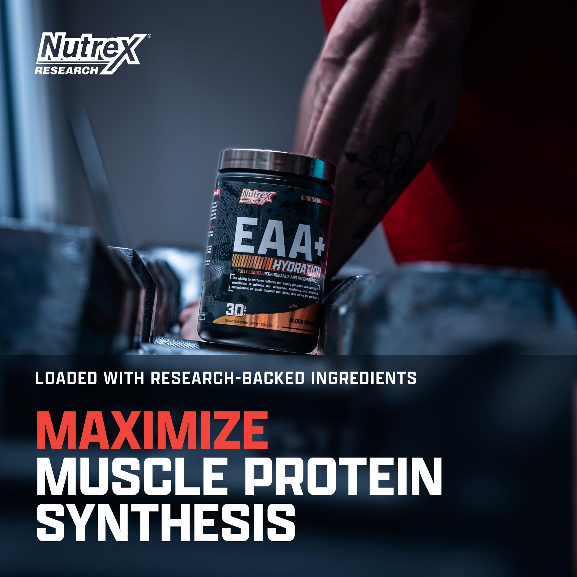 Nutrex Research etiqueta lateral con tabla nutricional clara y beneficios visibles