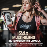 Nutrex Research etiqueta con valores nutricionales, claridad en proteínas y porciones
