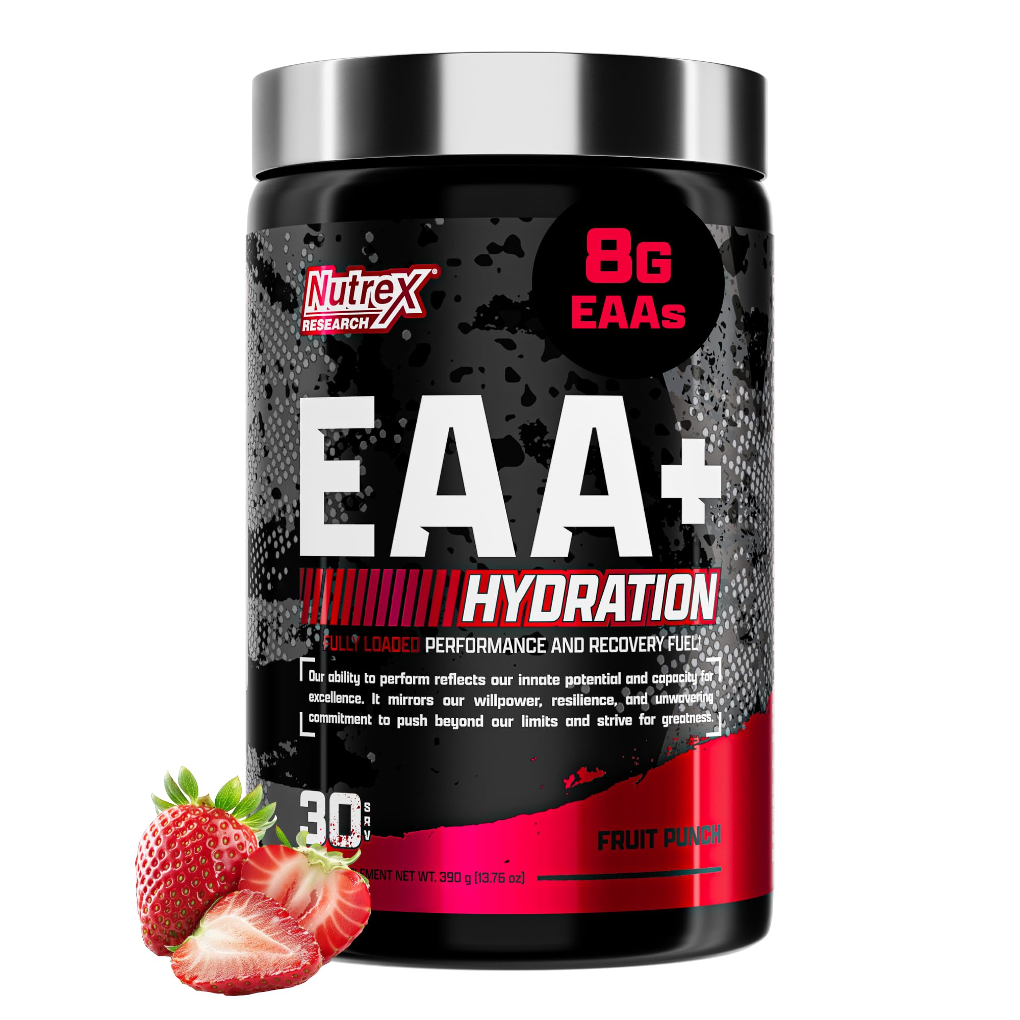 Nutrex Research envase frontal mostrando sabor Fruit Punch y beneficios