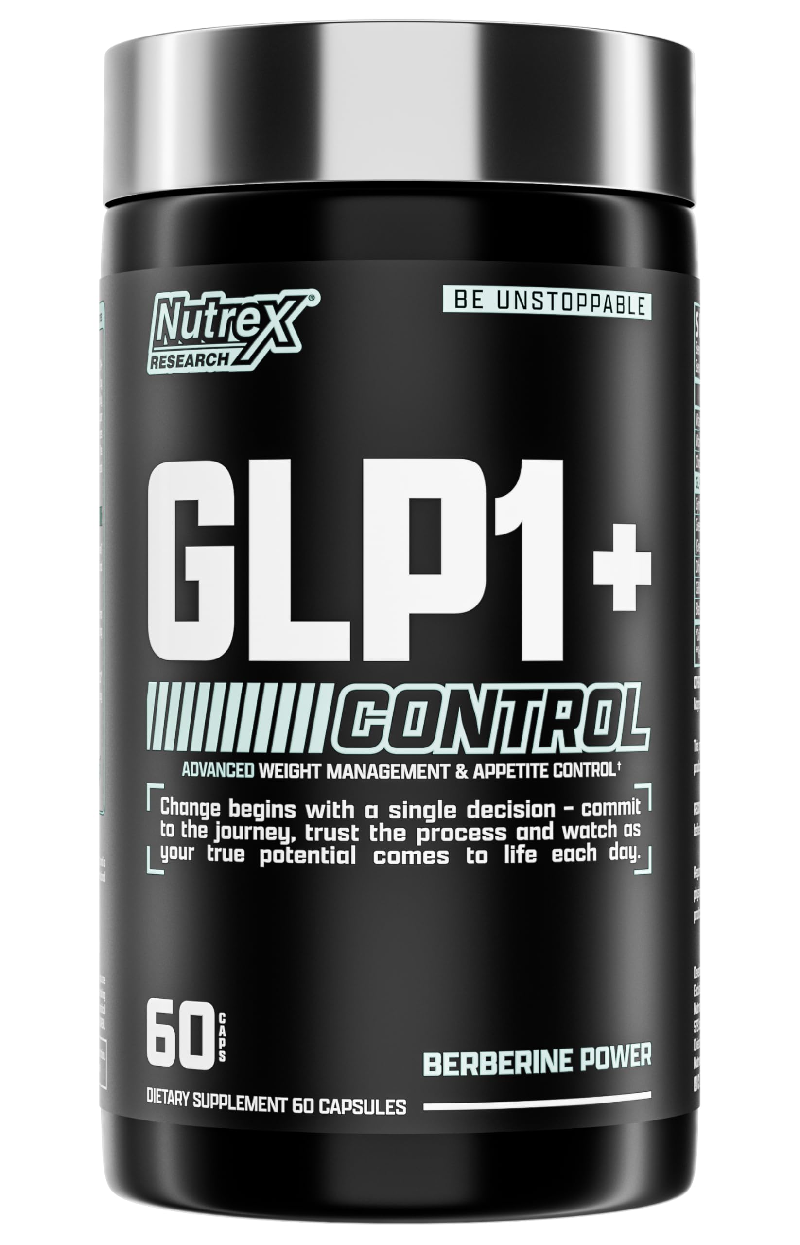 Nutrex Research GLP-1 vista frontal que muestra el envase y su objetivo de control del apetito