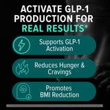 Nutrex Research GLP-1 junto a plato saludable mostrando apoyo al control de porciones