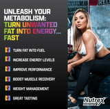 Nutrex Research líquido de L Carnitine 3000 en cucharita destacando su textura y absorción rápida