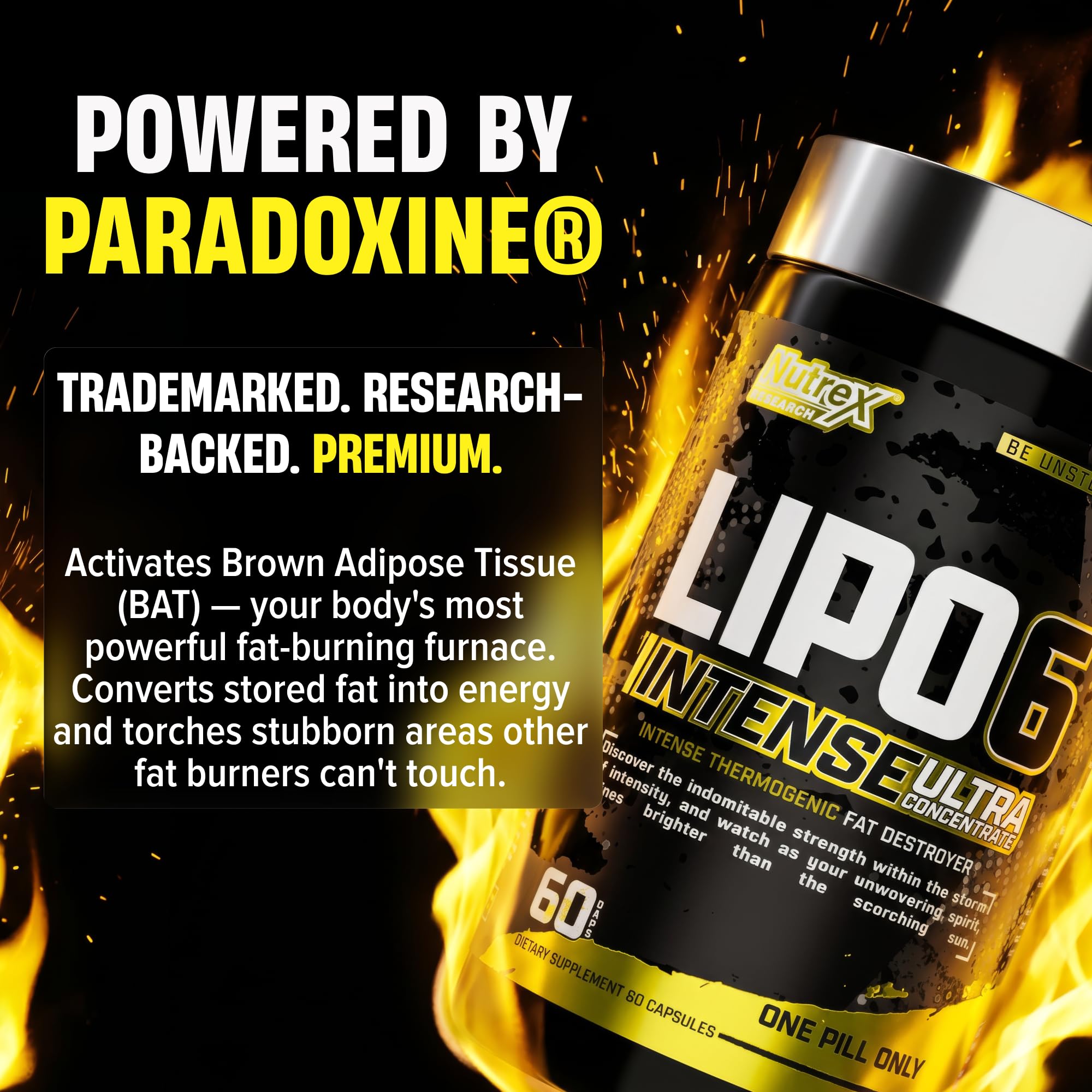 Nutrex Research Lipo6 Black persona en gimnasio demostrando energía sostenida