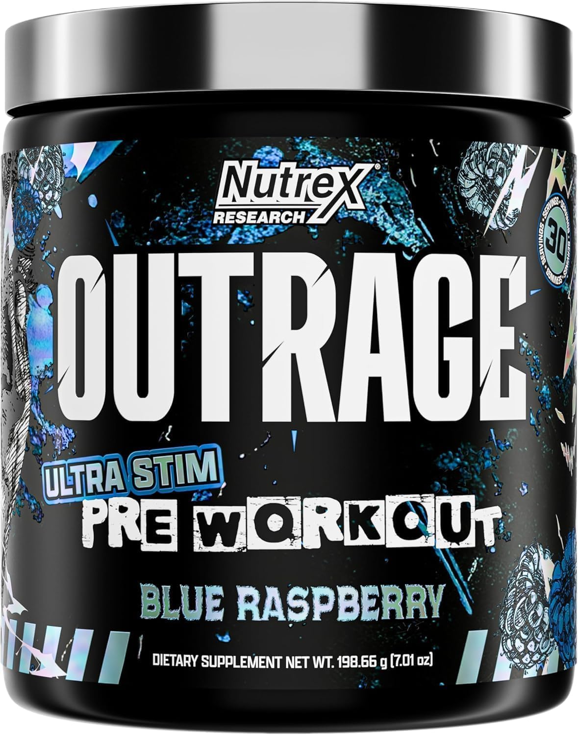 Nutrex Research Outrage Ultra frente del envase mostrando diseño y beneficio visual