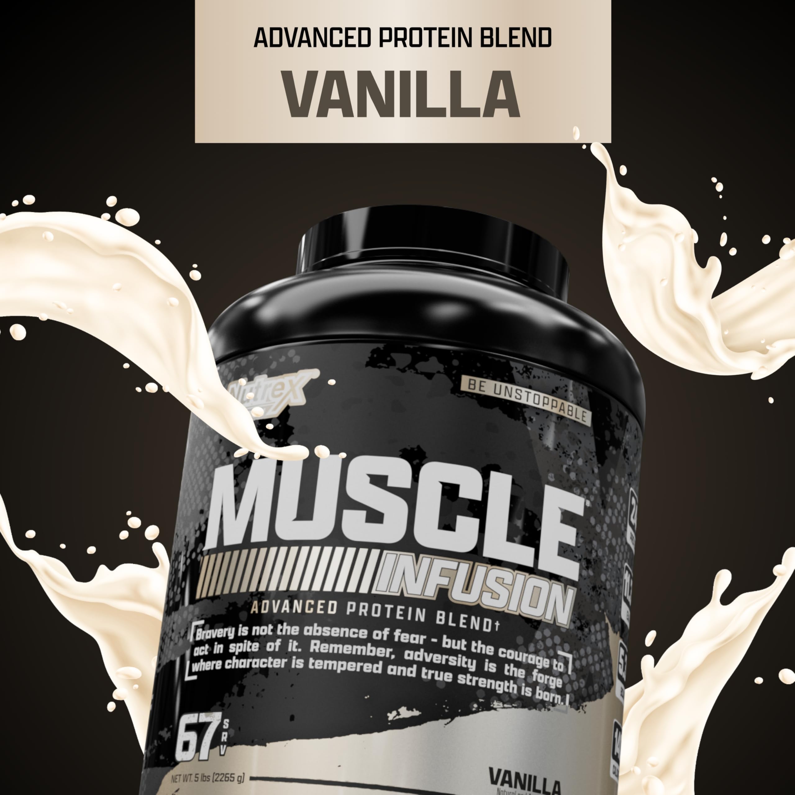 Nutrex Research batido de vainilla servido en vaso, sabor cremoso y recuperación