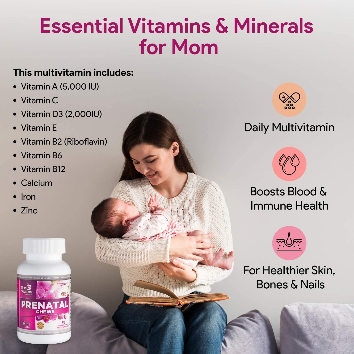 Nutri-Supreme mujer disfrutando suplementación prenatal en ambiente cotidiano