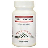 Nutri‑West Total ENZYMES vista frontal del envase, conveniente y sin gluten