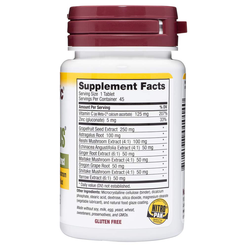 NutriBiotic DefensePlus etiqueta nutricional clara con dosis e ingredientes