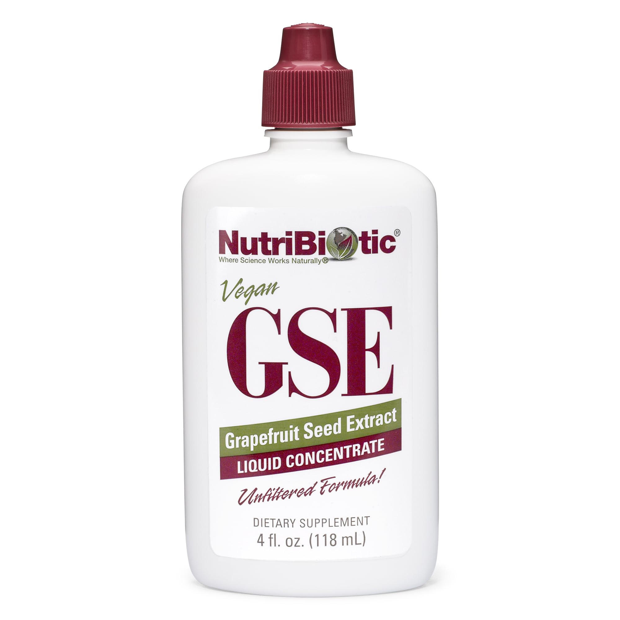 NutriBiotic botella frontal 4 oz mostrando el envase y uso sencillo