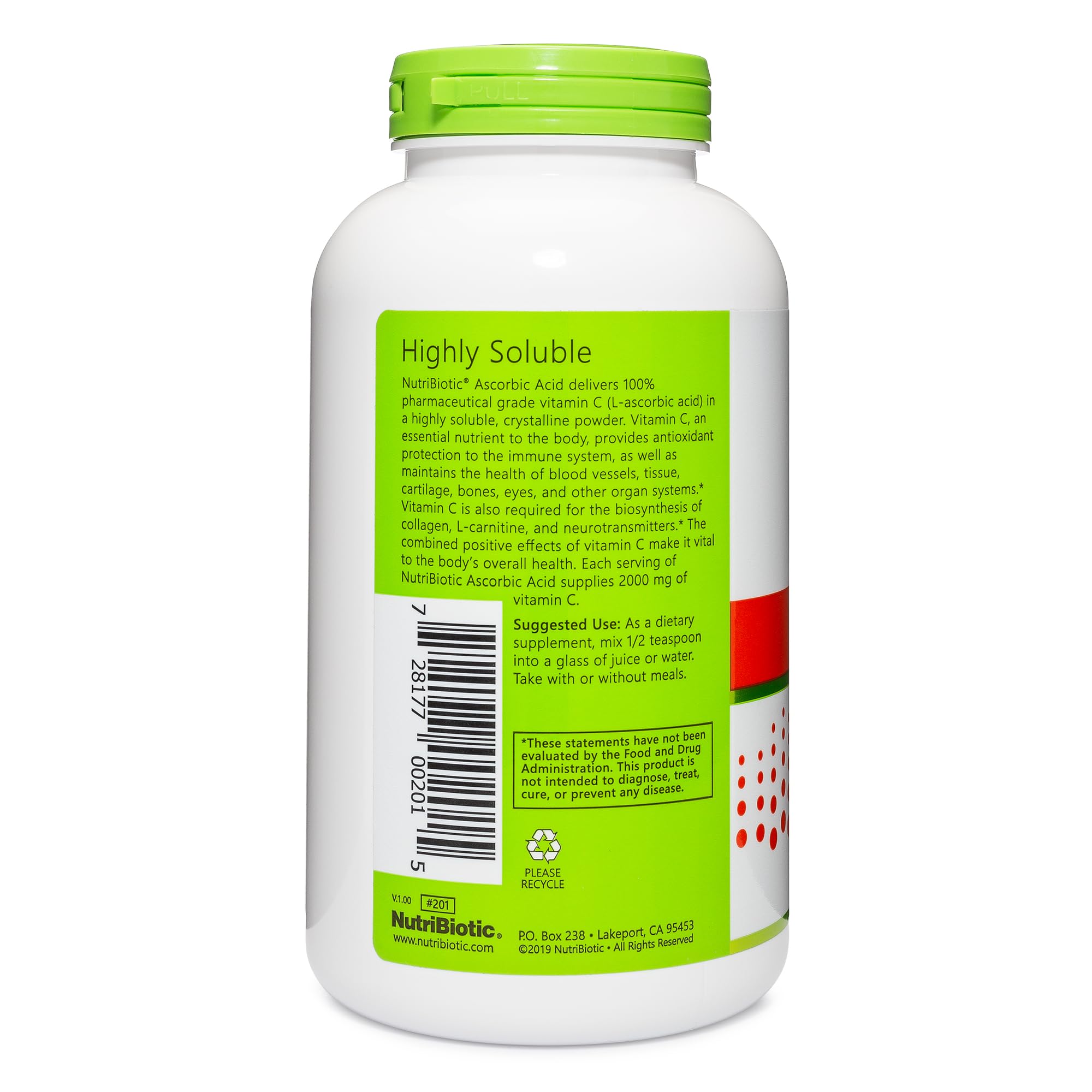 NutriBiotic primer plano de textura del polvo, pureza y fácil disolución